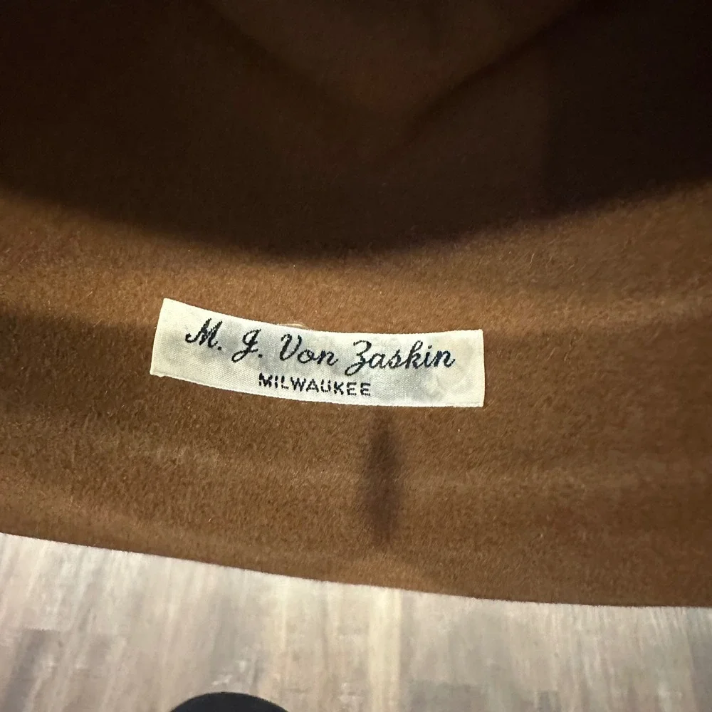 M.J. Von Zaskin Milwaukee Brown Wool Felt Fedora Hat Woven Floral Band Vintage